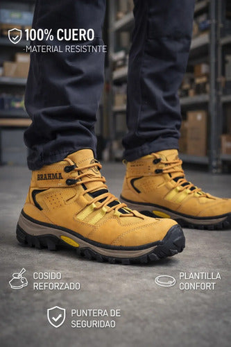 Botas Hombre Punta Seguridad Dieléctricas Cuero Nobuck