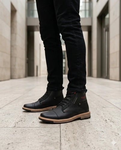 Botín Casual Para Hombre En Cuero Botas Clásicas Cosidas