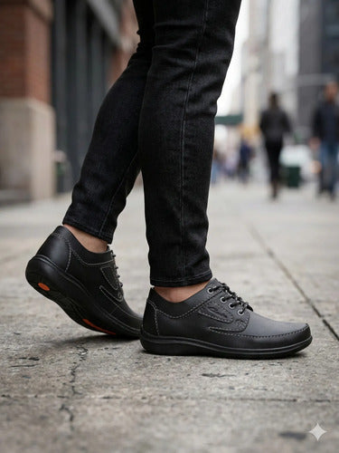 Zapatos Hombre Calzado Casual Cuero Cosidos Confort Negro 39