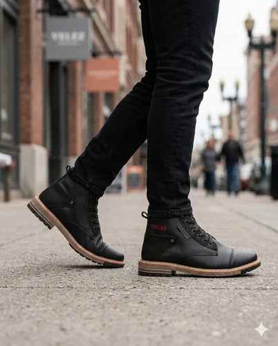 Botín Casual Para Hombre En Cuero Botas Clásicas Cosidas