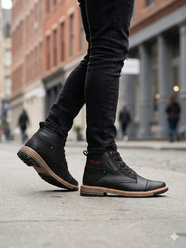 Botín Casual Para Hombre En Cuero Botas Clásicas Cosidas