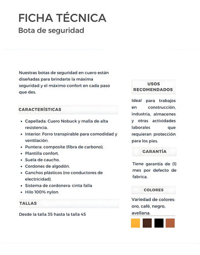Botas Mujer Seguridad Dieléctricas En Cuero Cosidas Confort