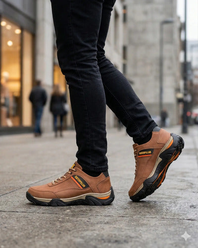 Zapatos Hombre Calzado Casual En Cuero Cosidos Senderismo