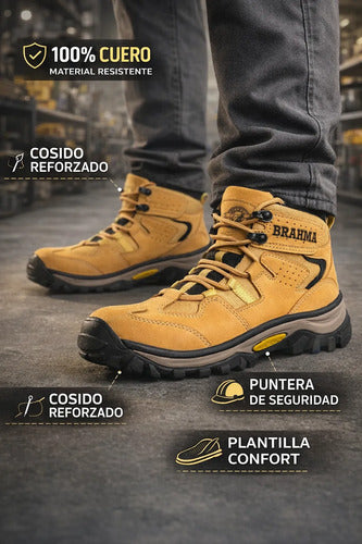 Botas Hombre Punta Seguridad Dieléctricas Cuero Nobuck