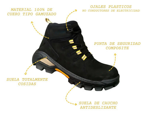 Botas Seguridad Hombre Dieléctricas Cuero Trabajo Industrial