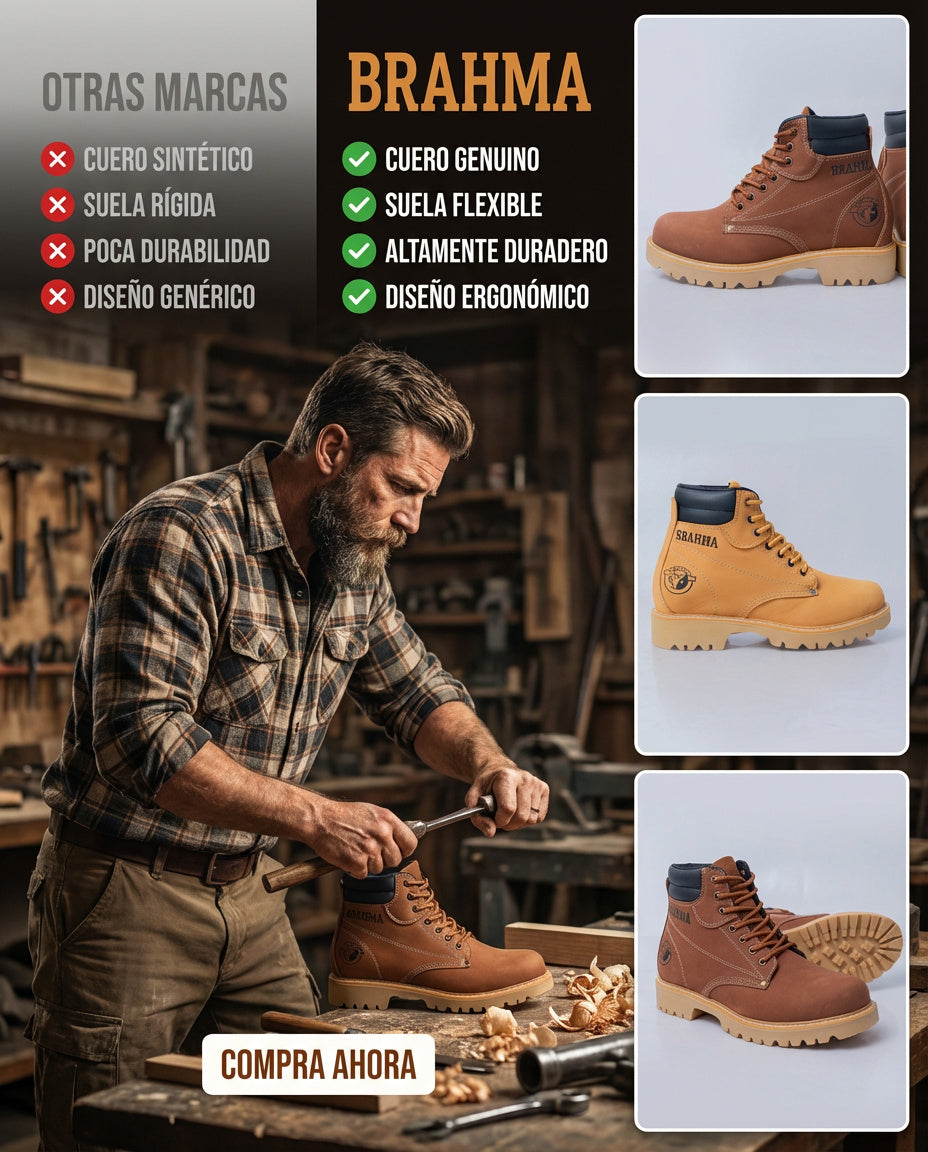 Botas Hombre Cuero Casuales Clásicas Trabajo Antideslizantes